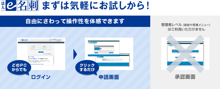 お試しデモ体験申し込み 法人e名刺 コスト削減 簡単発注 法人 企業様向け名刺印刷 コトブキ企画の名刺印刷