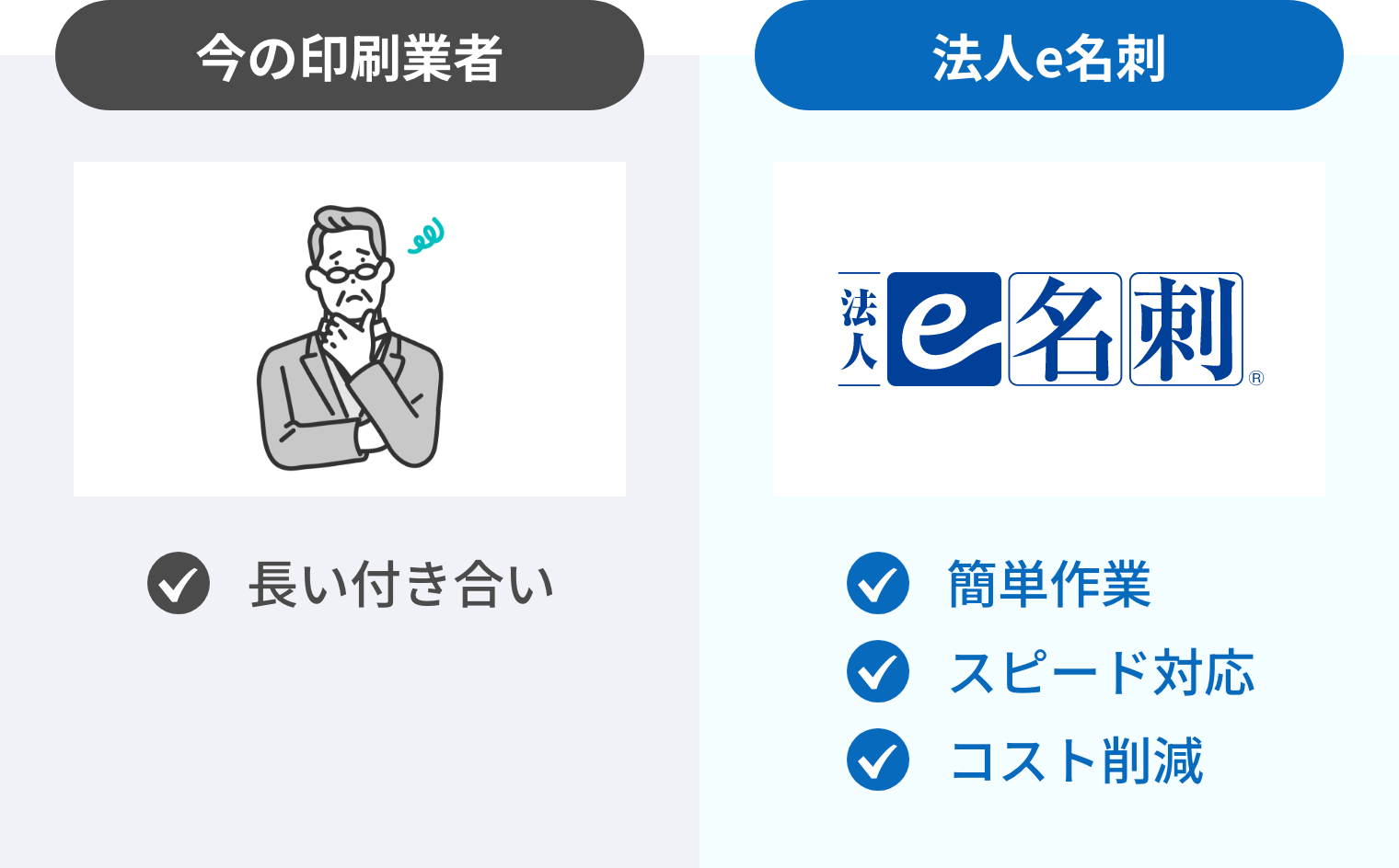 名刺印刷業者を見直してコスト削減するイメージ